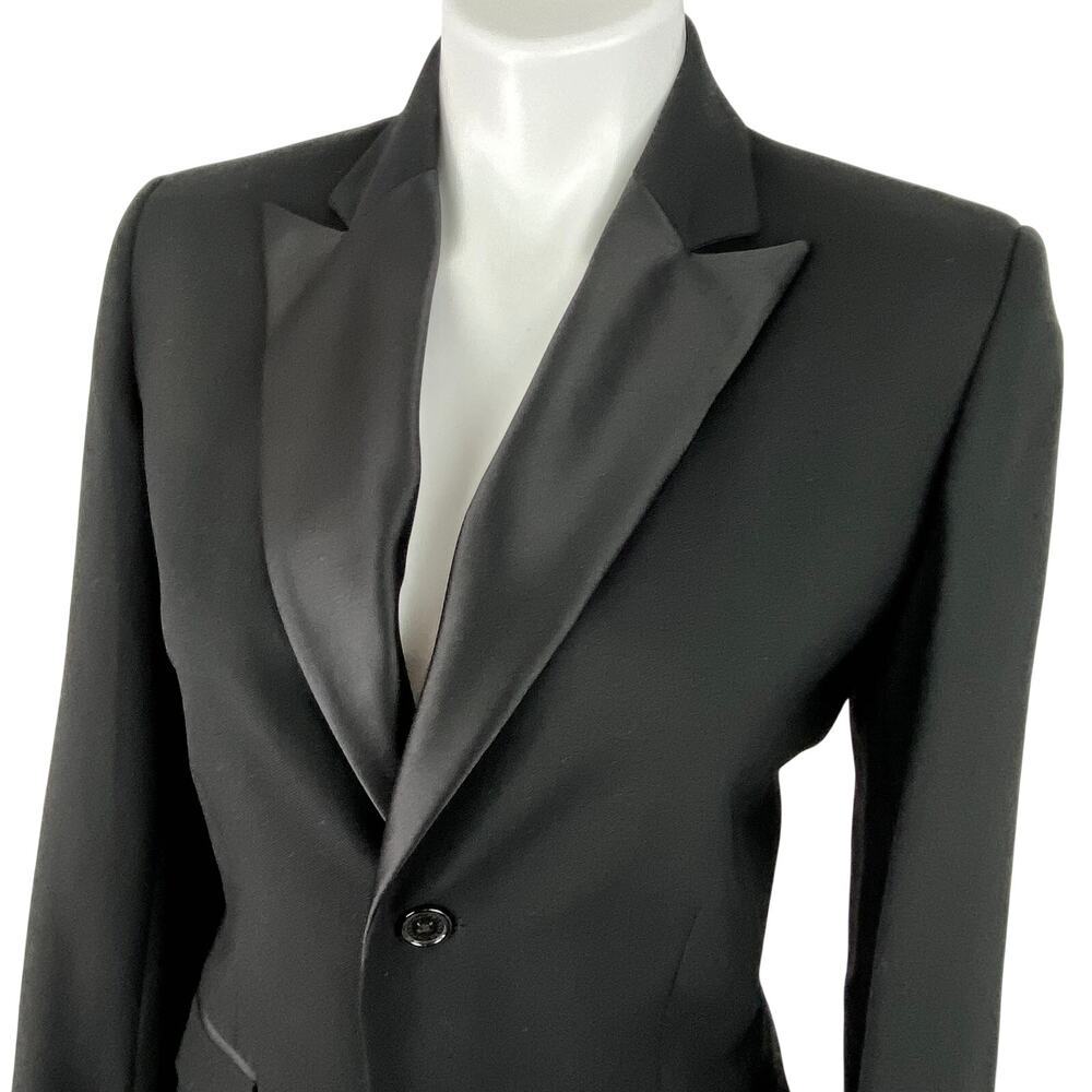 Ralph Ralph Lauren Black 100% Wool Tuxedo Blazer Satin Peak Lapel Vintage M - Picture 8 of 13